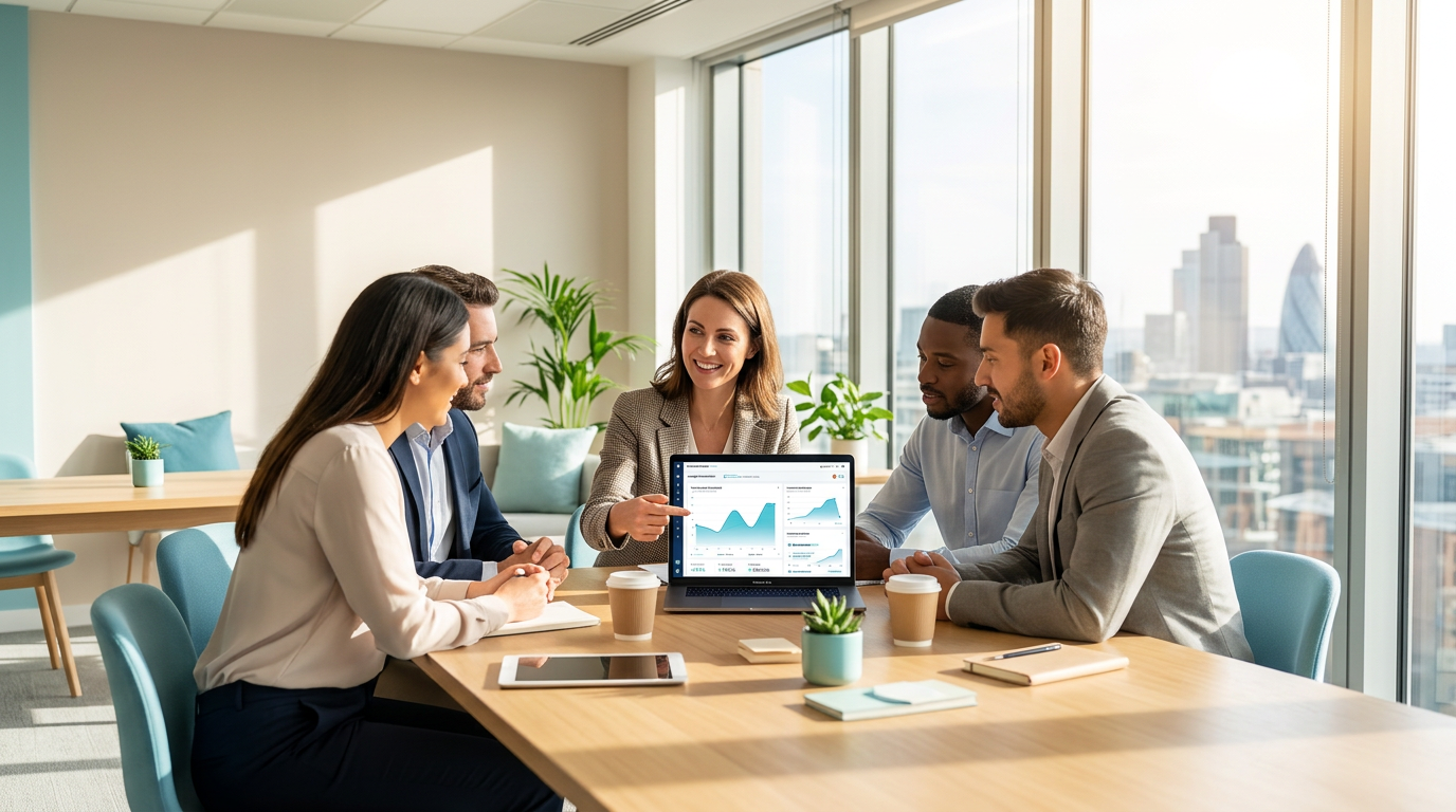 Founder writing growth strategy notes beside an analytics dashboard